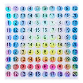 Mini Skater 20 Sheets 1 to 20 Consecutive Laser Number Stickers Round Self Adhesive Reflective Inventory Storage Organizing Labels Sticker 2/5 Inch for Nail Polish Bottle Lipstick