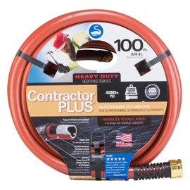 Swan Products SNCG34100 CONTRACTOR+ Commercial Duty Clay Water Hose with Crush Proof Couplings 100' x 3/4", Red