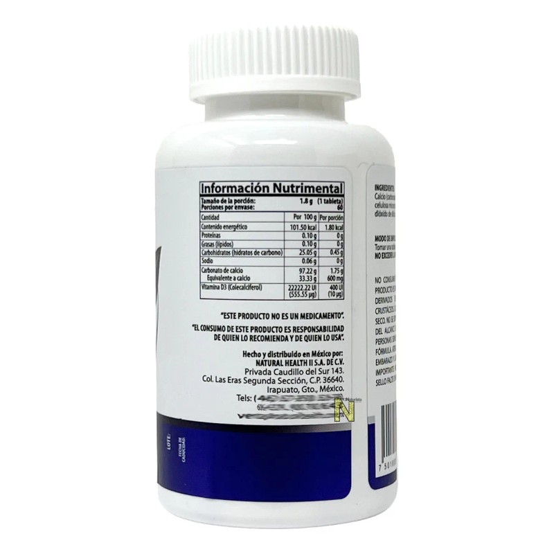 Calcio 600 Vitamina 400 Caps Naturalhealth Sabor Calnat