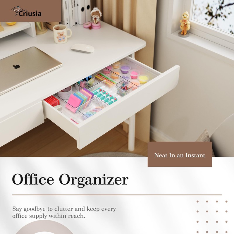Criusia Clear Drawer Organizer 7 PCS - 5 Large Size