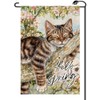 Spring Pink Floral Cat Garden Flag 12x18 Inch Vertical Double