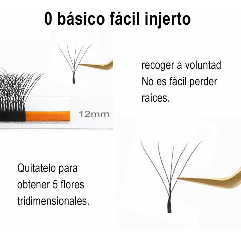 Nagaraku Extensiones De Pestañas 5d W Shape 8-15mm Mix
