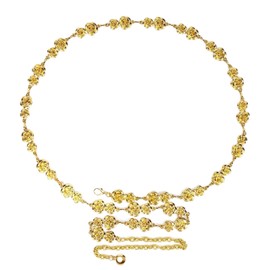 Plus Size Chain Belt for Women, Rose Metal Chain Belt Women Belly Waist Chains, Extra Long Body Chain, 69 Inch Adjustable Chunky Belt Chain (XXXL)