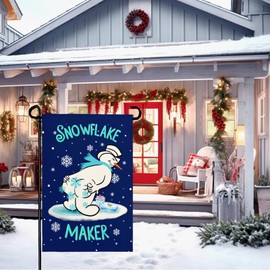Dacawin Winter Snowman Garden Flag Snowflake Maker Yard Flags Double Sided Christma Vertical Wall Banners Xmas Gift House Banner for Holiday Farmhouse Outdoor Decoration 12x18 Inch