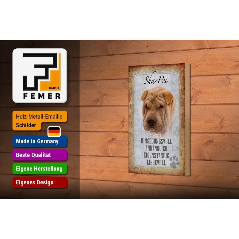 Wooden Sign Saying 12 x 18 cm Shar Pei Dog