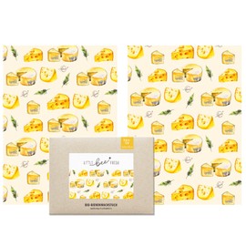 little bee fresh Organic Beeswax Cloths Set of 2 for Cheese from Germany - Wax Paper for Food - Natural & Plastic-Free Fresh - Handmade Oilcloth Made from Organic Raw Materials