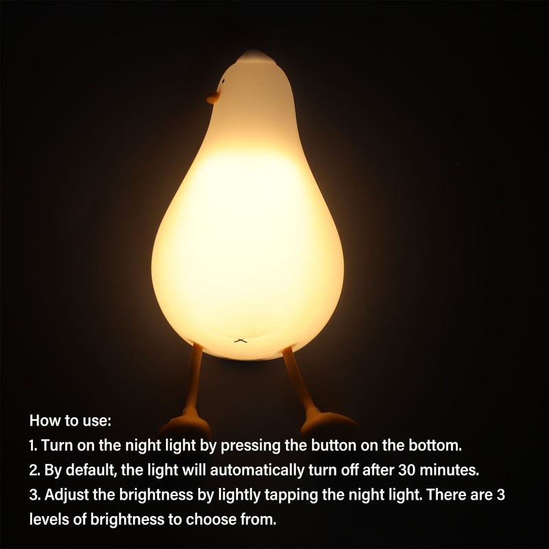 Duck Sleep Lamp Silicone Cute Animal Shaped USB Rechargeable Mini