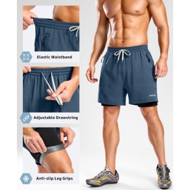 Bikewa Men's Mountain Bike Shorts 4D Padded Loose-fit Cycling Biking Bicycle Riding Biker Shorts for Men Zipper Pockets(Blue Grey,M)