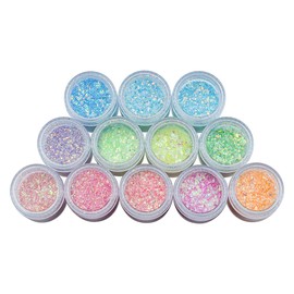 Hsthe Sea 12 Colors Fluorescent Glitter Sequins, Hex Glitter Set for Face and Body, Glitter Accessories for Nails, Hair, Body, Glitter Eyes, Lips, Body, DIY Crafts