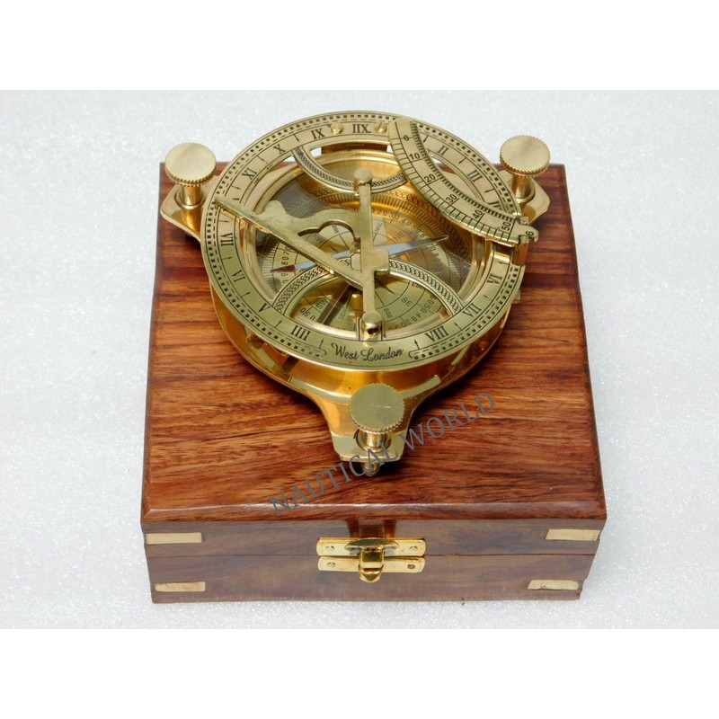 KHUMYAYAD 4" Brass Sundial Compass Fully Functional Compass nevegation Nautical