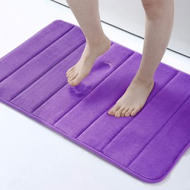 Homaxy Memory Foam Bathroom Bath Mat, Absorbent Non-Slip Bath Mat, Washable Bath Mat – 41 x 61 cm, Purple