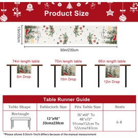 Christmas Table Runner Trees Snowflakes, 230 x 33 CM White Linen Christmas Table Runners with Christmas Tree Snowflakes Pattern, Christmas Dining Table Runner for Winter Holiday Christmas Decorations
