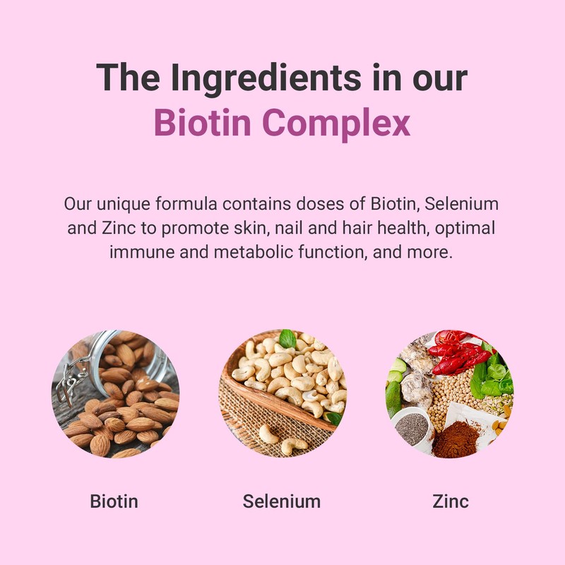 Hey Nutrition Biotin Complex Supplement - with Biotin, Selenium, and
