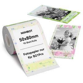 NIIMBOT Labels, Photo Paper Only for B21Pro Label Printer, 50 x 80 mm, 95 Labels per Roll, Thermal Paper Sticker, Label Tape, Label Roll for Photos, Notes, Memos and DIY, Garden