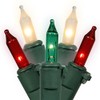 Vickerman Mini Light Set Features 100 Bulbs Lights on Green Wire and 5.5" Bulb Spacing for Indoor/Outdoor Use, 46', Red/White/Green