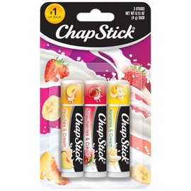ChapStick Bálsamo Labial Fruit & Cream Colección de 3 unidades - Sabores de melocotón, fresa y plátano, 0.15 oz Ea