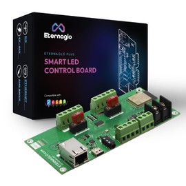 WLED Controller - Eternaglo Plus ESP32 5V-24V LED Control Board With 6 LED Outputs, Ethernet, and Relay Terminal - WLED Pre-Installed and Pre-Configured