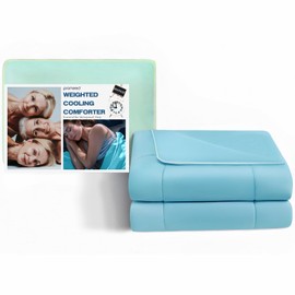 PROMEED Weighted Cooling Comforter for Menopause - Gentle Pressure Cooling Blanket with QMAX 0.45 Tech, Hot Flash & Night Sweat Relief, Breathable & Machine Washable, 6LB Measures 87"x91"
