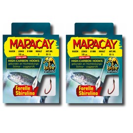 Set: 2 packs of Behr tied trout hooks (16 pieces) mono, extra long Sbirolino 180 cm Spirolino hook size, 4, 6, 8 depending on your selection, Sbirulino hooks + free Petri Heill! sticker (hook size 4)