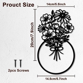 MAYJOYDIY Floral Metal Towel Ring, Wall Mounted Daisy Bouquet Design, French Country Style Home Decor for Bathroom Kitchen