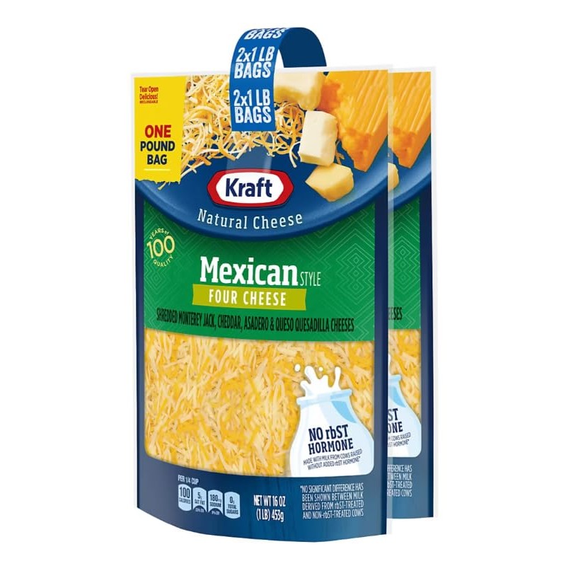 Kraft Mexican Style Four Cheese Blend Shredded Cheese, 2 pk./1