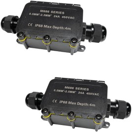 Grafner 2 x Waterproof Junction Box, 2 Way, IP68, 3 Pin, Diameter 5-12 mm, 0.5-2.5 mm², 24 A 450 V, Junction Box, Waterproof Junction Box, Dustproof, Outdoor, Connection Sleeve, Garden, Ground Cable,
