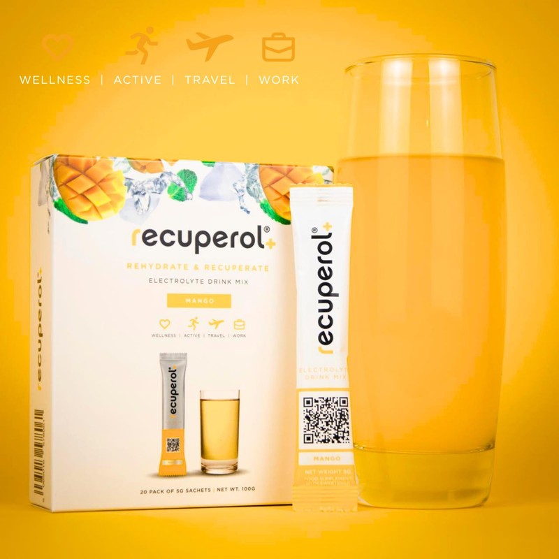 Recuperol Rehydration & Recovery Electrolytes Powder Supplement for Dehydration, 20
