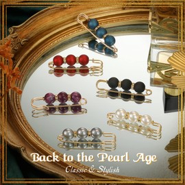 Emibele Artificial Pearl Brooch for Women, Sweater Shawl Clip Safety Pins Pearl Beads Brooches Anti-Exposure Neckline Cufflink Pins Waist Pants Tighten Jewelry Decorative Accessories