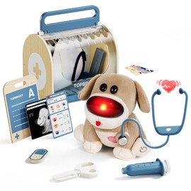 TOP BRIGHT Doctor Kit for Toddlers 3-5, Electronic Interactive Stuffed Dog Vet Kit, My Realistic Robot Puppy with Sounds & Reactions, Doctor Play Gift for Girls Boys 3 4 5