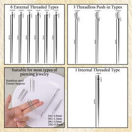 NYTGAH 12 Packs Piercing Ball Grabber Tool Set,Stainless Steel Piercing Kit for Changing Jewelry 14G 16G 18G 20G,Flat Back Earrings Applicator Tool for Ear,Nose,Navel,Nipple,Lip,Eyebrow,Tongue