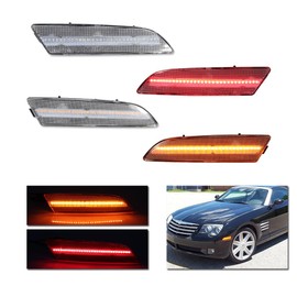 KENRTIR 4pcs Clear Lens Amber/Red LED Side Marker Light Kit Compatible With 2004 2005 2006 2007 2008 Chrysler Crossfire Sidemarker Lamps