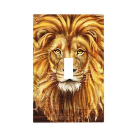 African Lion Single Toggle Wall Plate Covers 1 Gang Light Switch Cover Animal King Head Abstract Wildlife Faceplate Decorative Electrical for Bathroom Kitchen Home Decor