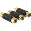 Cable-Core Triple 3 RCA Phono to RCA Phono Female Connector/Coupler