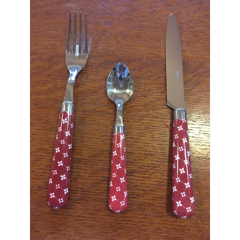 Quid Novi Flatware- Hearts & Flowers - Red Background -