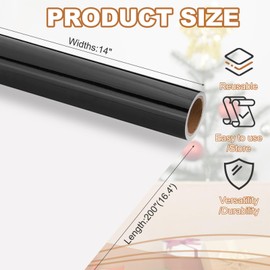 PATIKIL Metallic Wrapping Paper, 14 Inch x 200 Inch(16.4Ft) Foil Wrapping Paper Matte Gift Wrapping Paper Roll 120 GSM for Gift Christmas Wedding Birthday Women Men, Black