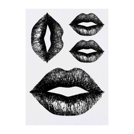 4 x 'Kiss Mark' Temporary Tattoos - Water Resistant, Skin-Safe, Non-Toxic Transfers, Mixed Sizes (TO00083642)
