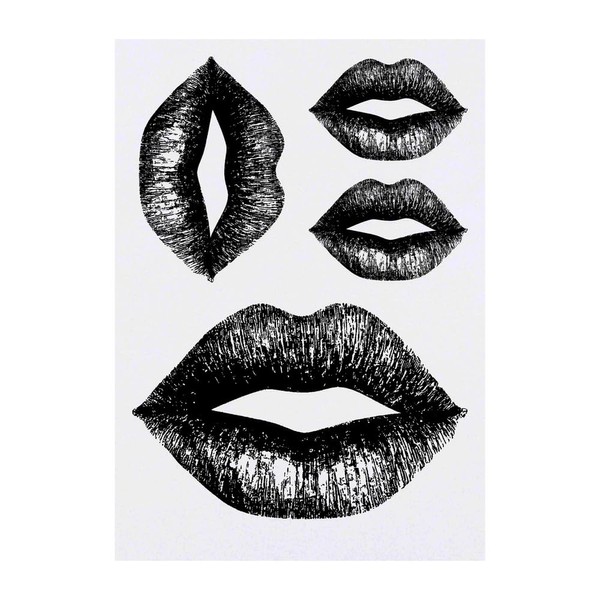 4 x 'Kiss Mark' Temporary Tattoos - Water Resistant, Skin-Safe,