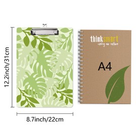 CRASPIRE Acrylic Clipboard A4 Tropical Leaves Writing Board with Stainless Steel Clip Rectangle Plant Writing Instrument for Office Supplies School Students Clipboard Folder