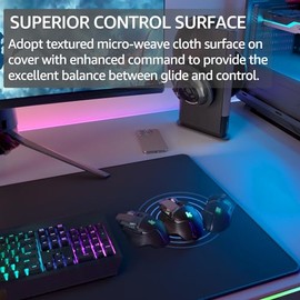 KTRIO Alfombrilla Grande Gaming para Ratón Tapete de Escritorio, Tela de Microtejido Superior para Control Preciso del Ratón, Base de Goma Antideslizante, Bordes Cosidos, Resistente al Agua, para