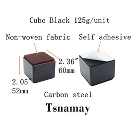 Tsnamay 2" Self Adhesive Bed and Furniture Risers,Lift Furniture Risers Steel Bed Risers to Heavy Furniture or Beds Self-Adhesive Furniture Chair Table Risers,Square Black 60x52mm(WH)