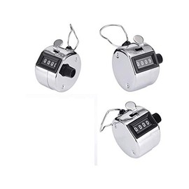 KAV 4-Digit Handheld Tally Counter, Durable Metal Clicker Counter with Finger Ring, Manual Tasbeeh Counter from 0-9999, Portable People and Sports Counter for Events, Golf Accessories - 3-Pack