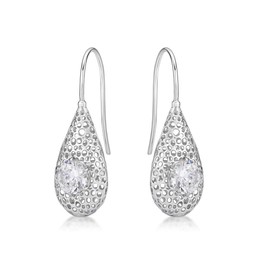 Diamond Treats 925 STERLING SILVER Earrings with Sparkling White Cubic Zirconia Stone & Fishhook backs. The Dangling Silver Drop Earrings are a Gift for Women