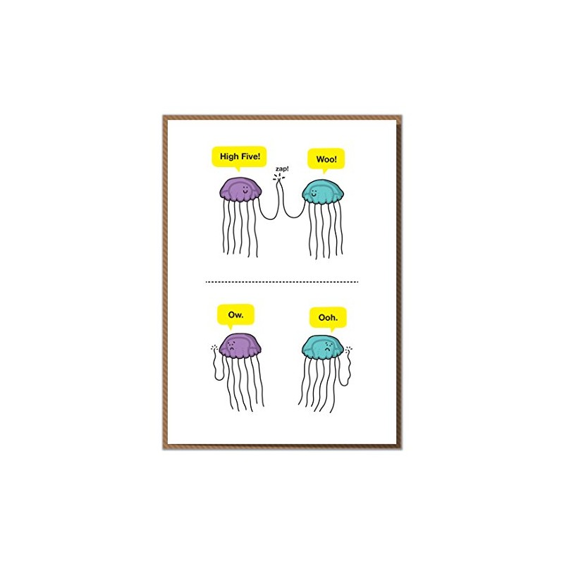 Mungo And Shoddy"Jellyfish High Five!." Funny Greeting Card