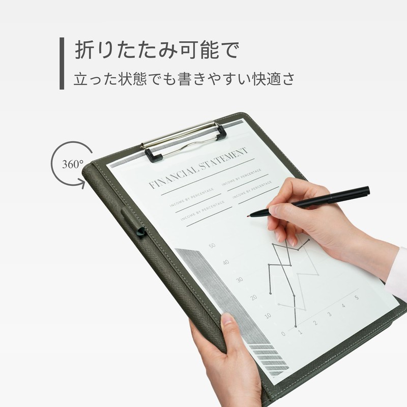 Binder A4 Clipboard Folder, Bi-Fold PU, Conference Pad Clip File,
