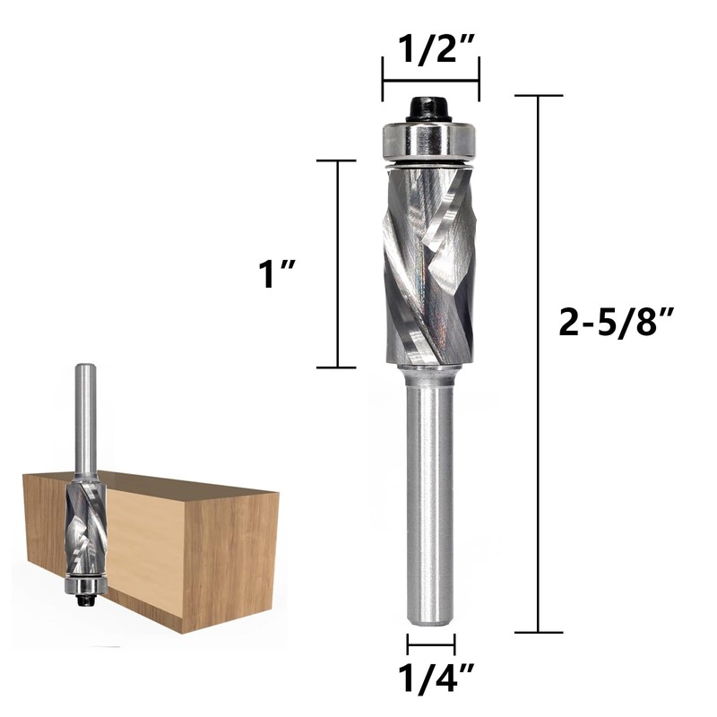 Akylin Compression Spiral Flush Trim Router Bits 1/4 Inch Shank,