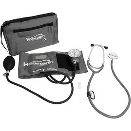 Homecare Kit de Baumanómetro con Estetoscopio Profesional Simplex Gris 100 Preciso con Estuche Portátil Maquinaria Japonesa  REGALO SALUD 360         