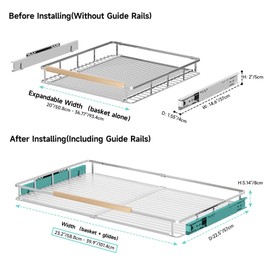 jkxoo 2Pack Expandable Pull Out Cabinet Organizer, Adjustable Width:23.2~39.9''W x 22.5'D Under Sink Organizer, Drawer Storage Shelves for Kitchen, Bathroom, Closet, Pantry, Cupboard, Pots, Pans