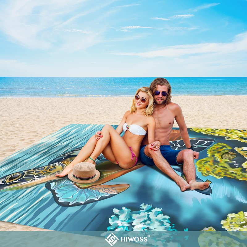 Beach Blanket Waterproof Sandproof Oversized 95”x 80”,Sand Free Beach Mat