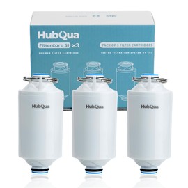 HubQua FilterCoreS1 - Economy Pack of 3 Cartridges, SGS Certified, for WaterTrack Shower Filters and Other Models - 98% Tested Chlorine Removal - Removes Chlorine, Limescale, Heavy Metals and