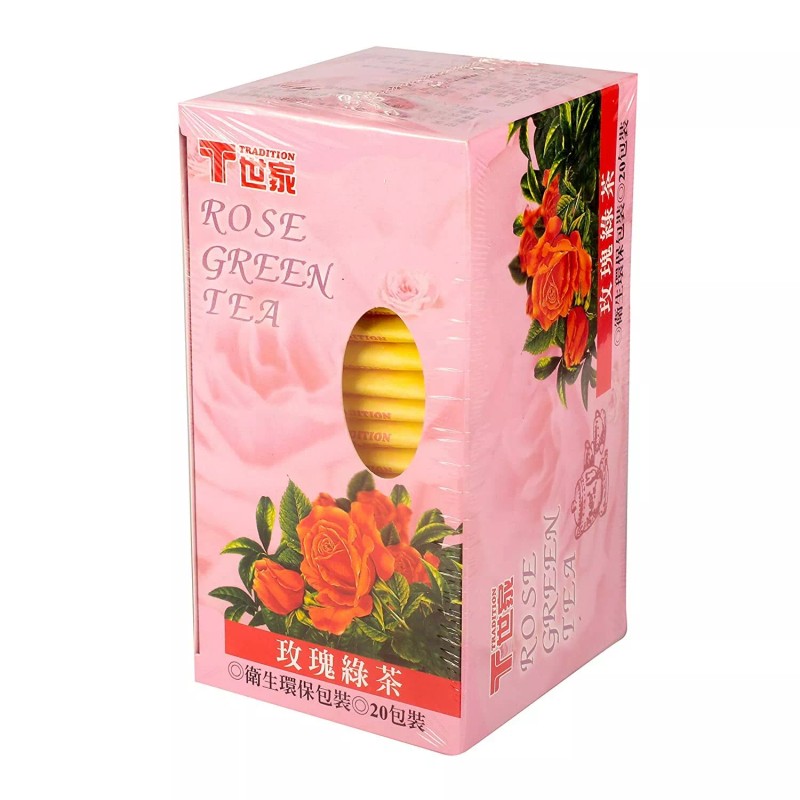TRADITION ROSE GREEN TEA, 20 TEA BAGS